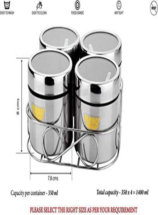مارو مجموعة حاويات تخزين متعددة الأغراض من الفولاذ المقاوم للصدأ من مارو، سعة كل منها 350 مل، مزودة بأغطية شفافة وحامل سلكي، مثالية لتخزين الفواكه المجففة والتوابل والبهارات، برطمانات توابل أنيقة لتنظيم المطبخ. - Image 3